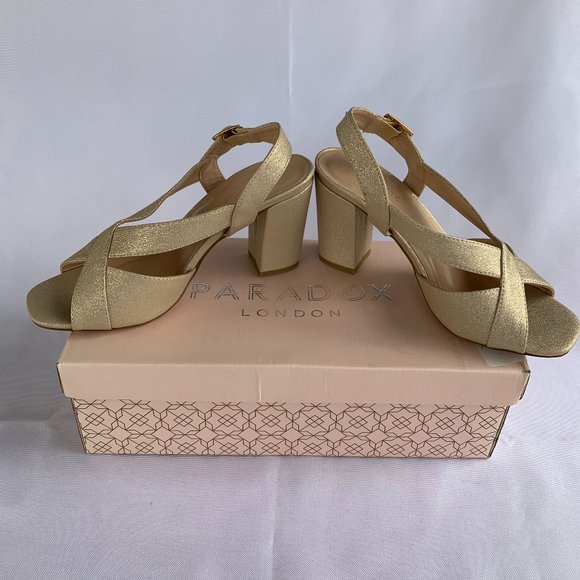 Paradox London Hibiscus Strappy Heels, Women's Size 8 W, Champagne - Picture 8 of 8